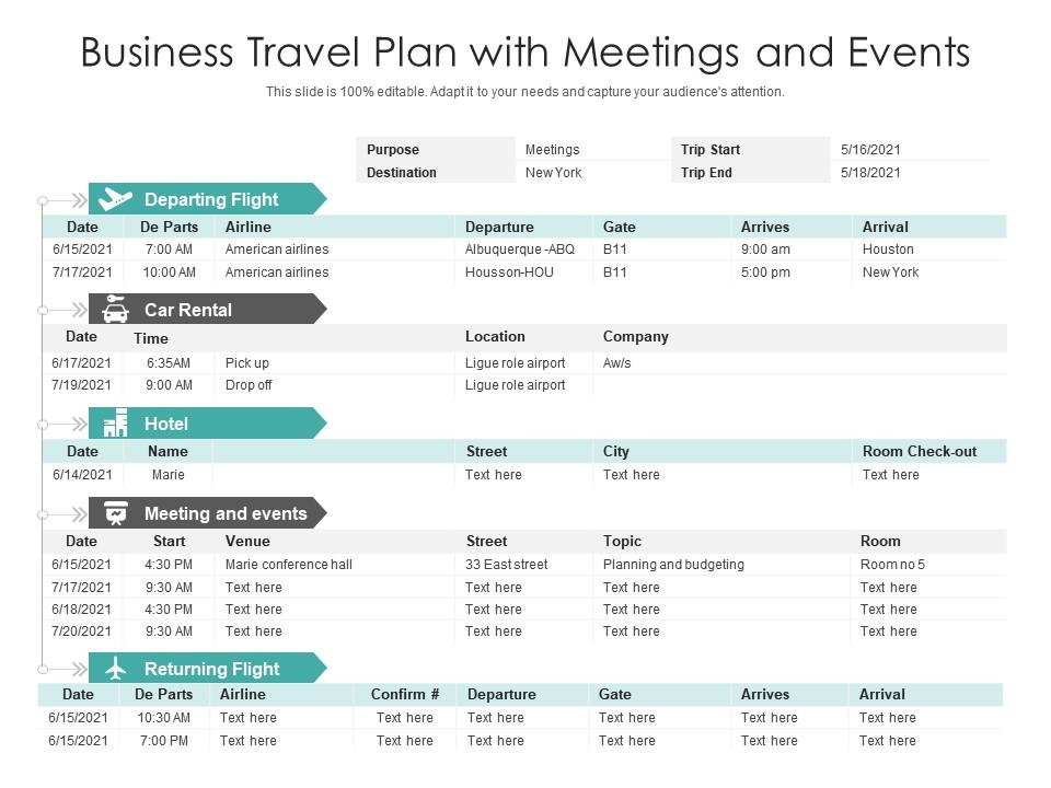 planning trips business